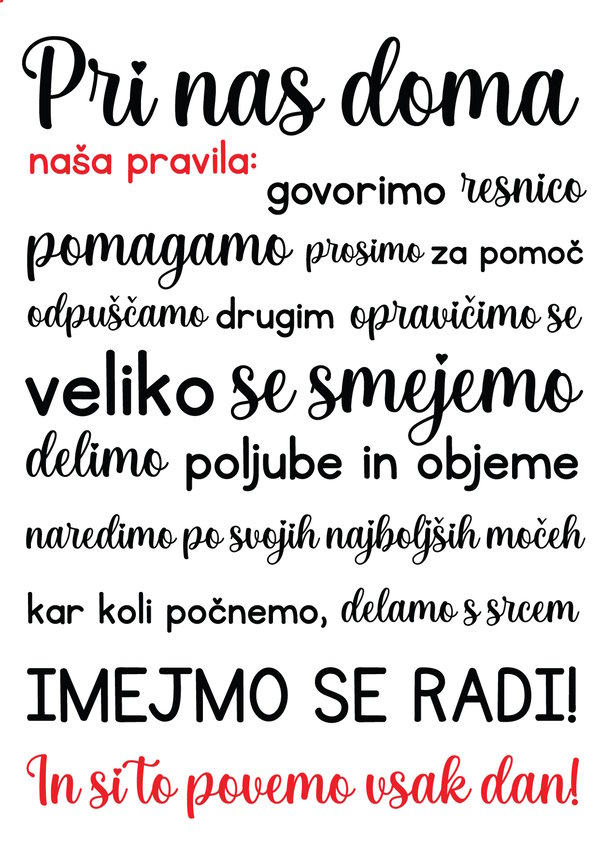 Grafika Pri nas doma so naa pravila, velikost A4