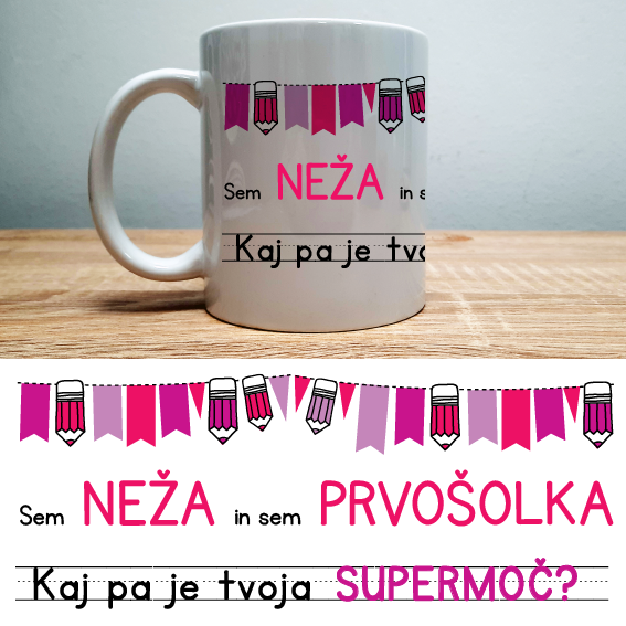 Skodelica za prvoolko roza, 10oz